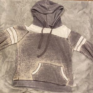 grey baseball stripe hoodie